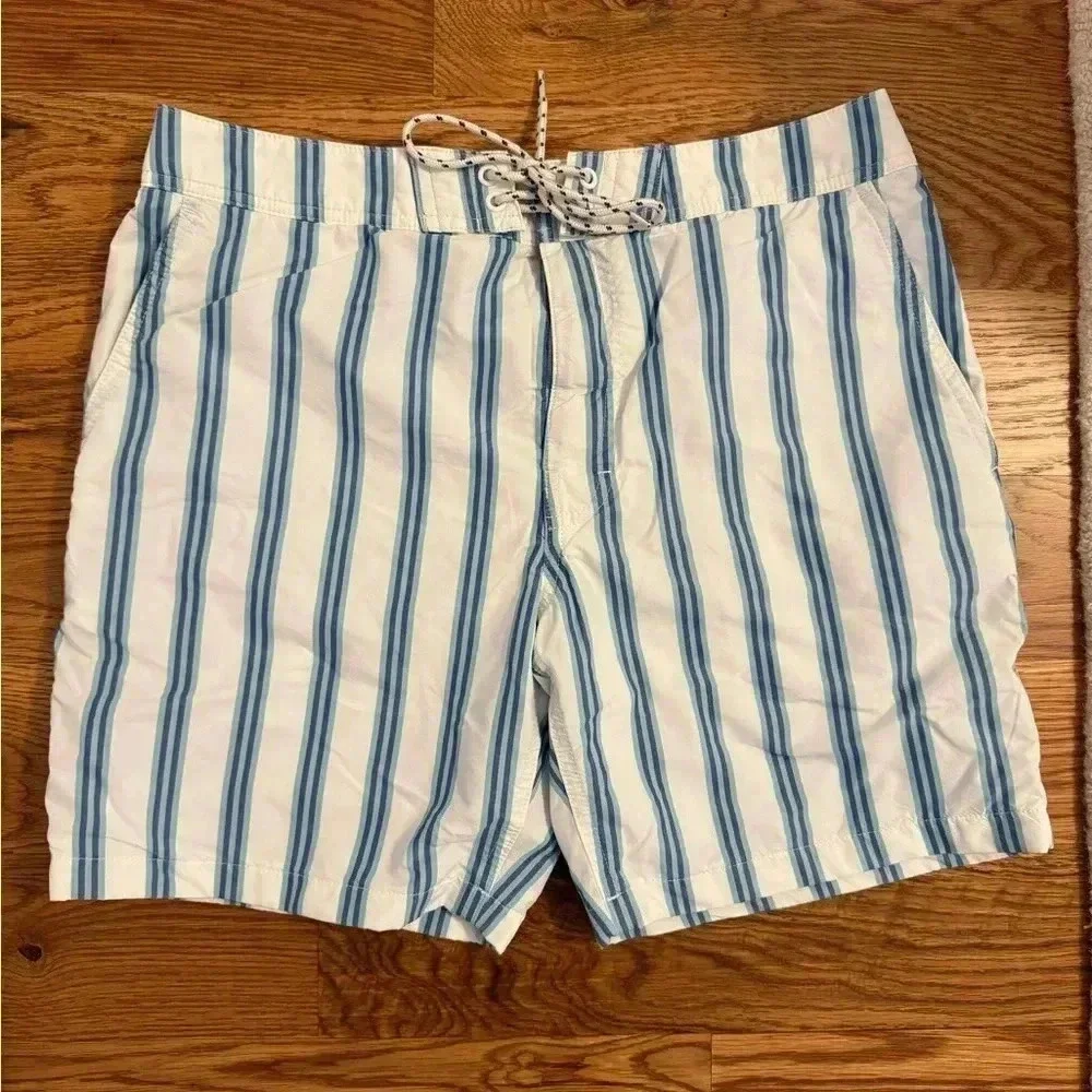 J.Crew JCrew Mens white blue stripe 7